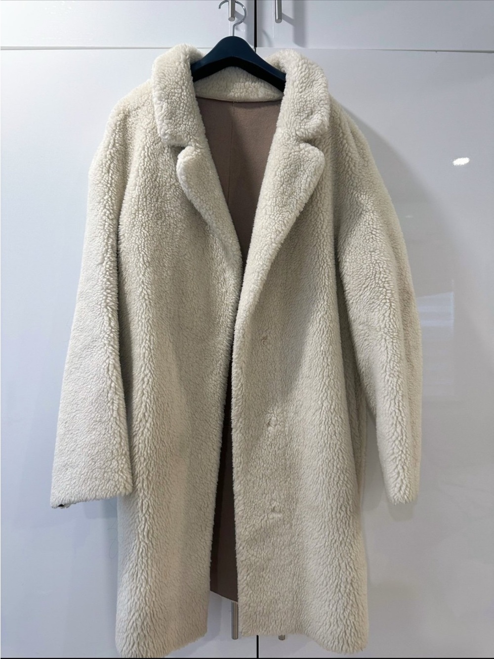 Blank NYC Cream Teddy Coat with Open Front